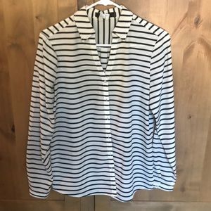 The Limited silky blouse black and ivory stripe